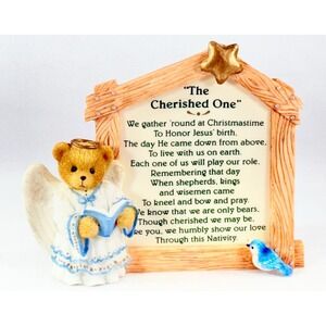 Vtg 1996 Cherished Teddies The Cherished One NATIVITY PRAYER PLAQUE‎ #176362 COA